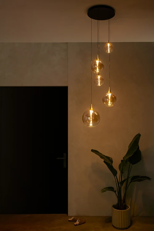 Lucide GISELA - Pendant light - Ø 57 cm - LED Dim. - 2700K - With replaceable LED module - Amber - Premium - atmosphere 1